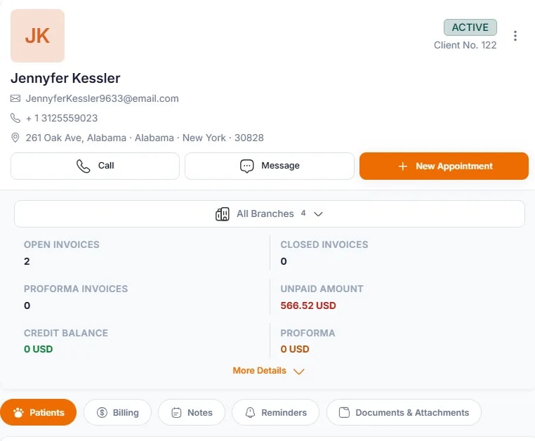 Adding a New Client, The client profile