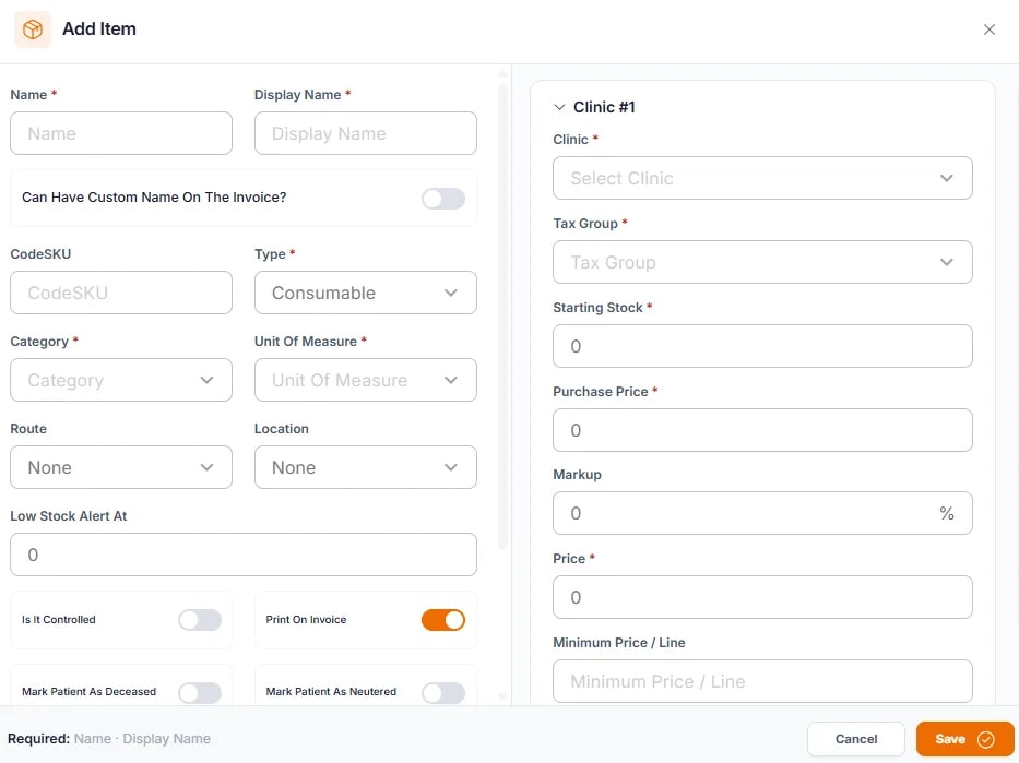 Adding and Configuring Items, Adding a new item