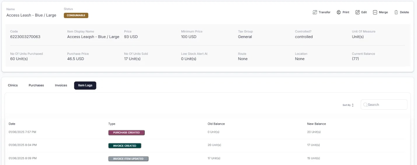 Adding and Configuring Items, Item Details page