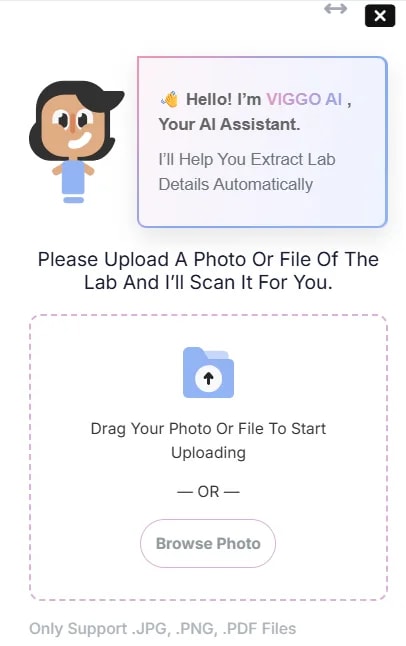 AI Lab Report Parsing, The AI assistant sidebar
