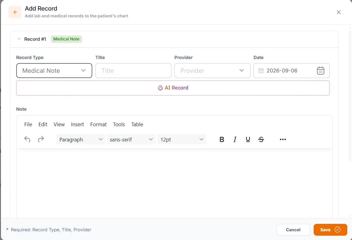 AI Voice Dictation (AI Scribe), Accessing AI Voice Dictation