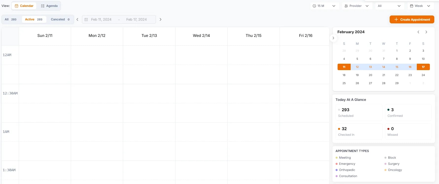 Calendar Overview, Week view
