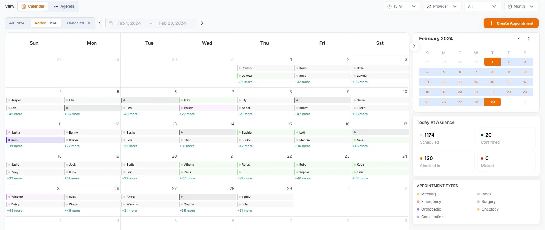 Calendar Overview, Month view
