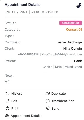 Calendar Overview, Appointment card popup