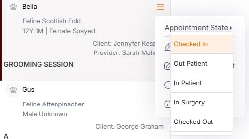 Checking Patients In and Out, Changing states from the Treatment Plan page