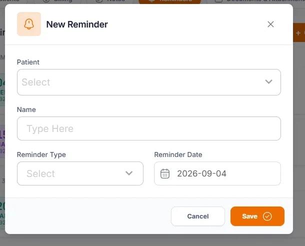 Client and Patient Reminders, Creating a new reminder