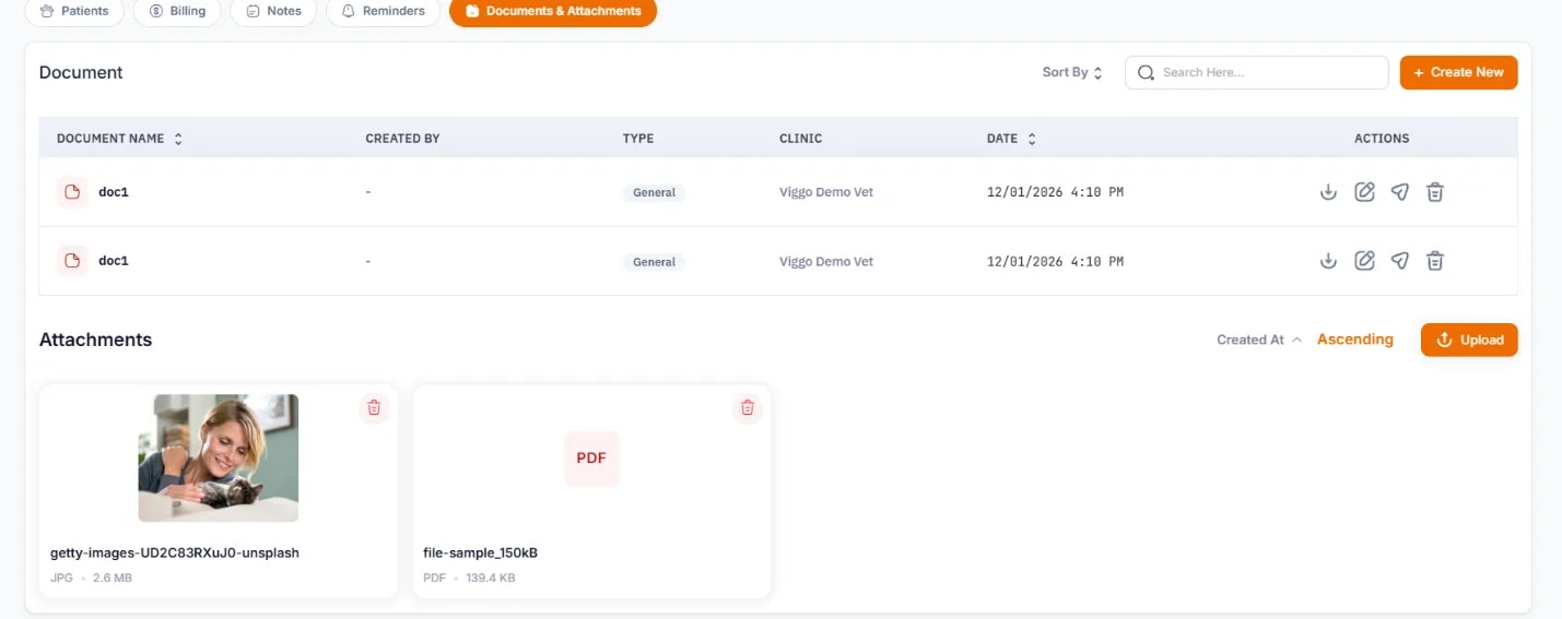 Client Profiles, Attachments section