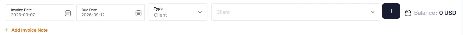 Creating an Invoice, Opening the invoice form