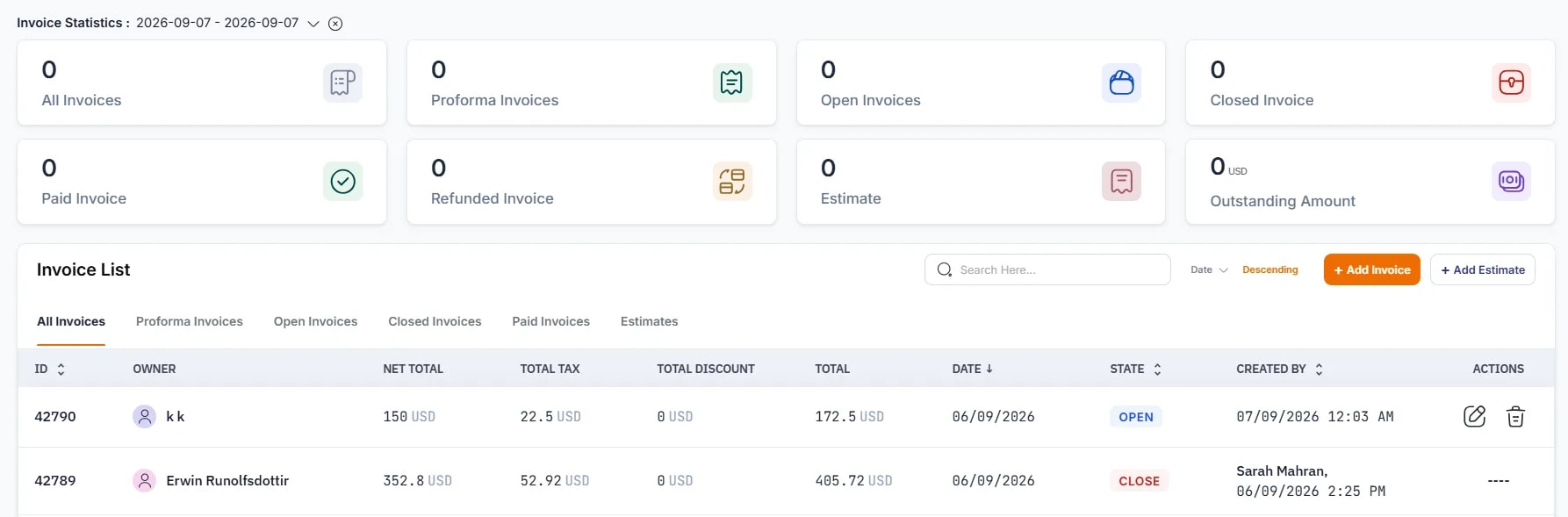 Creating an Invoice, Step 4: Save the invoice