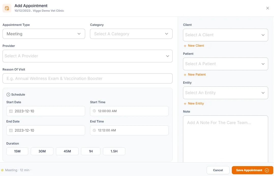 Creating and Editing Appointments, Ways to create an appointment