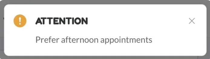 Creating and Editing Appointments, The ATTENTION alert box