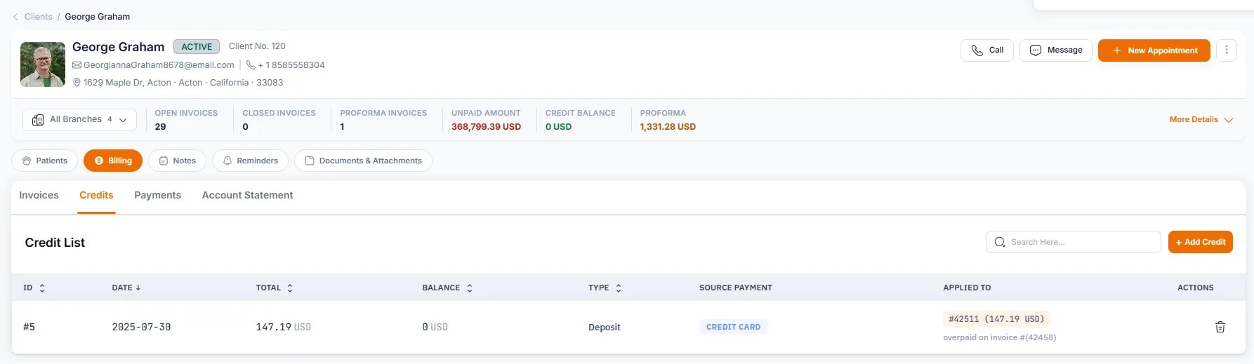 Credits and Transfers, Accessing credits