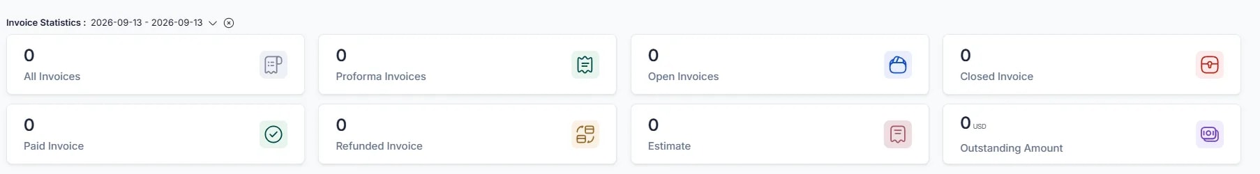 Invoice Types and Statuses, Invoice statistics