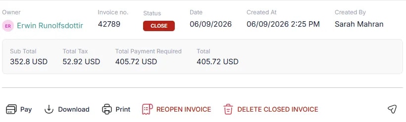 Invoice Types and Statuses, Closed invoices