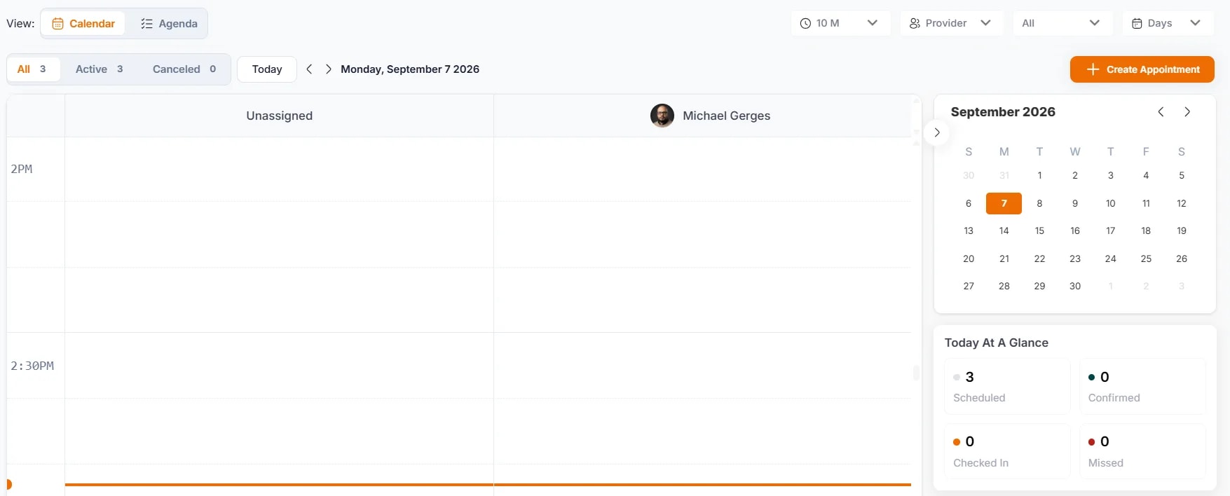 Managing Your Calendar, Provider view