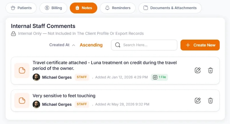 Patient Alerts, Diets, and Notes, Patient Notes