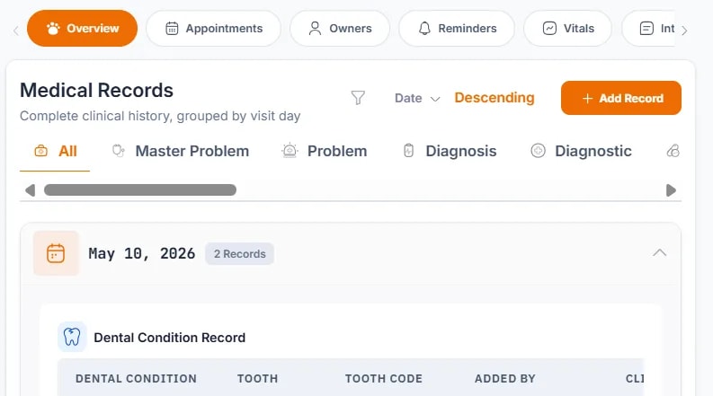 Patient Medical Records, Opening the Overview Tab:
