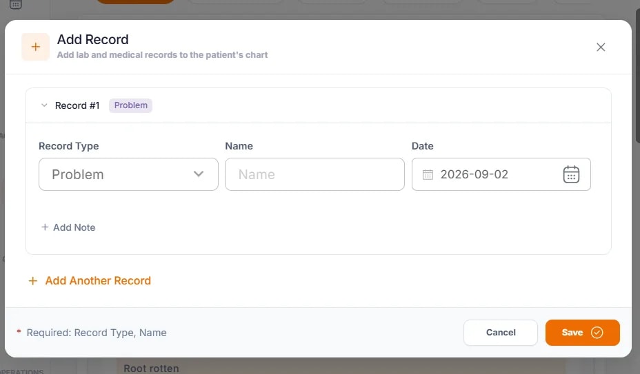Patient Medical Records, Adding a Record