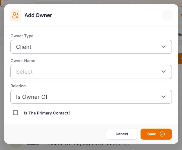 Patient Owners and Relationships, Adding an Owner: