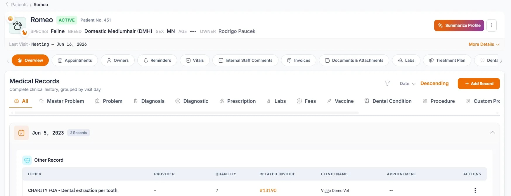 Patient Profiles, screenshot 2