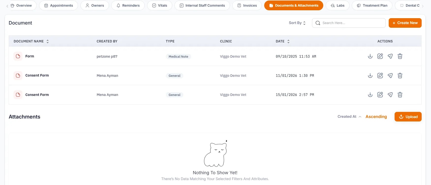 Patient Profiles, Attachments section