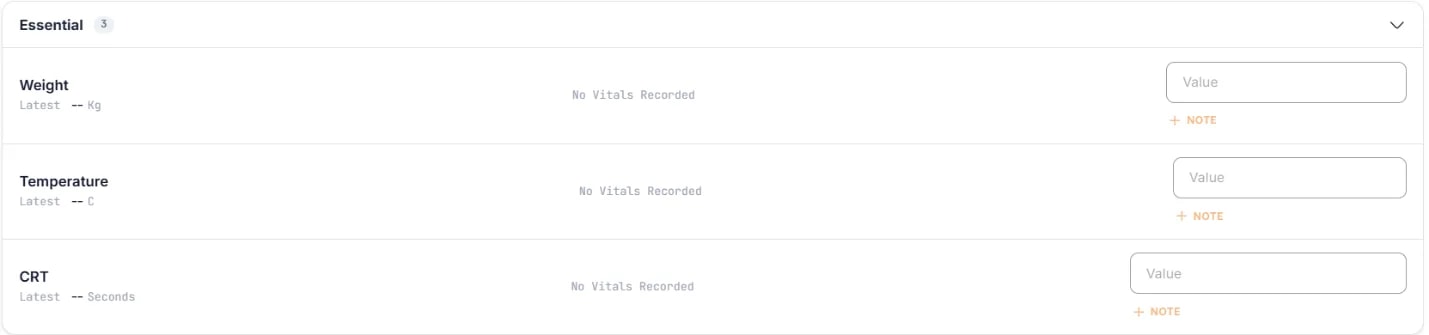 Patient Vitals, Page Controls: