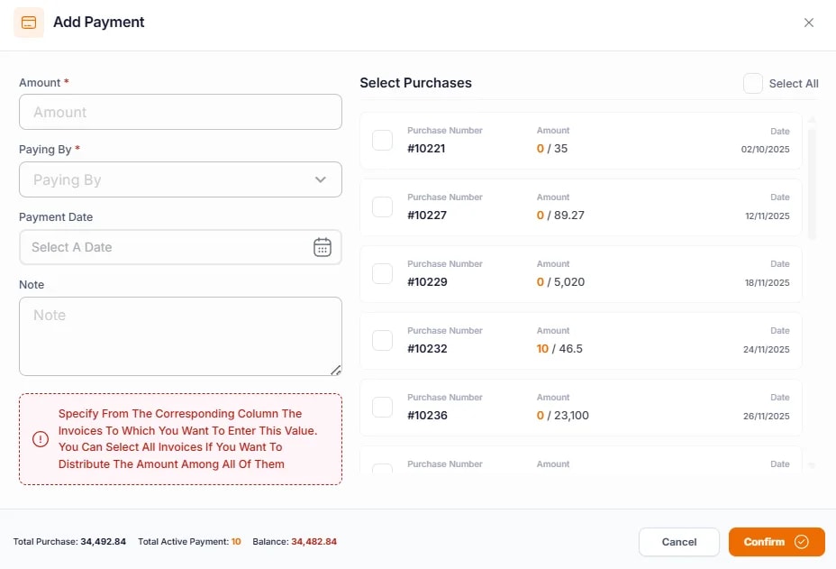 Purchases, Recording purchase payments