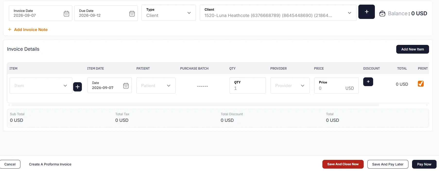 Recording a Payment, Opening the payment modal