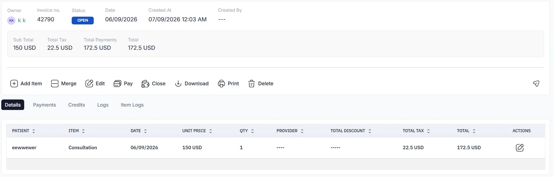 Recording a Payment, Opening the payment modal