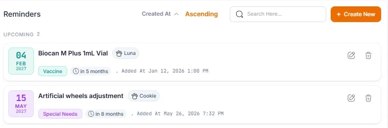 Reminders, Client Reminders tab