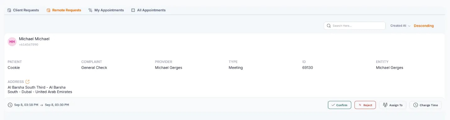 Remote Booking, Online Requests: reviewing and confirming visits