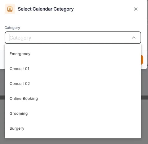 Remote Booking, Choosing the calendar category on confirm