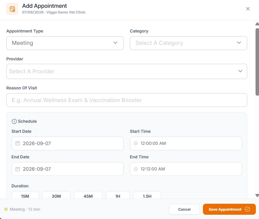 Scheduling an Appointment, Creating an appointment