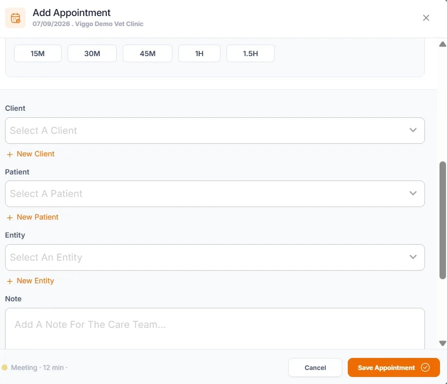 Scheduling an Appointment, Creating an appointment