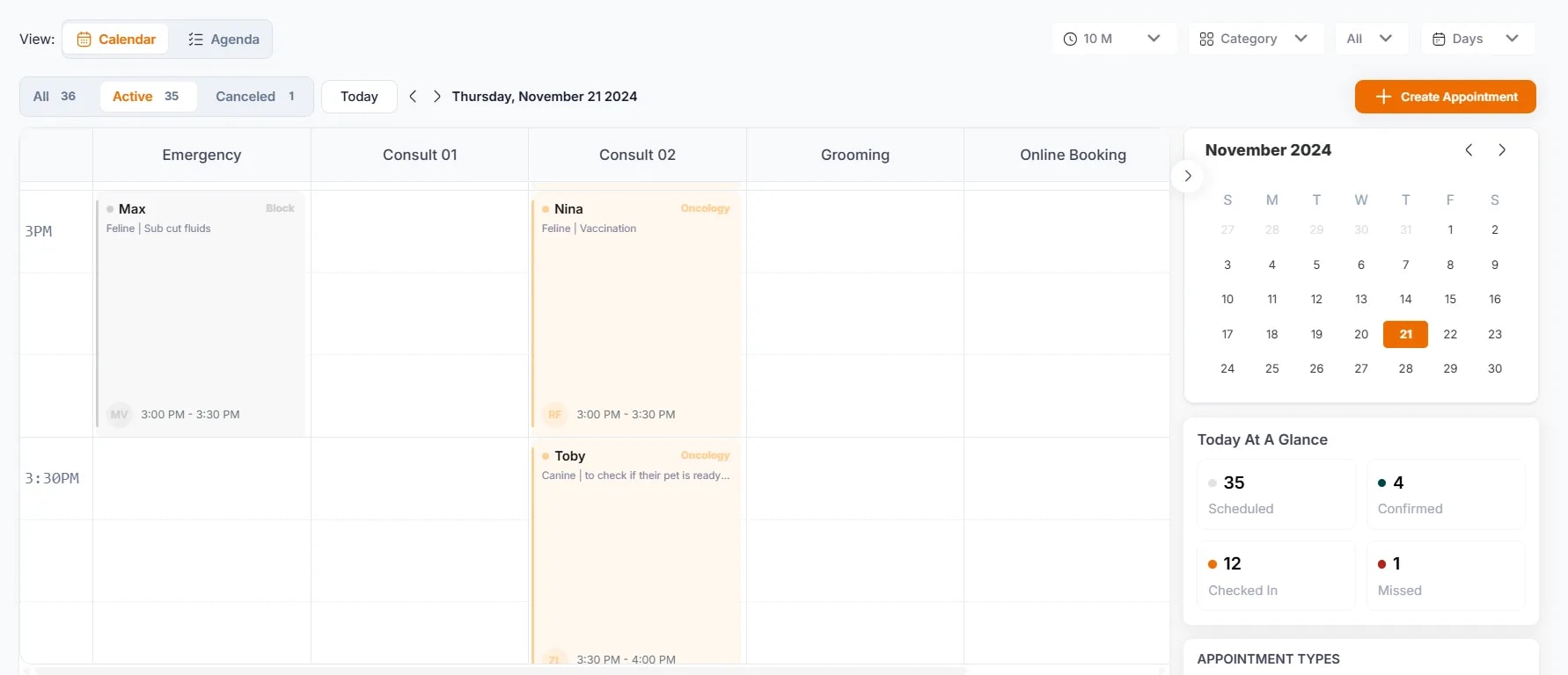 Scheduling an Appointment, Calendar views