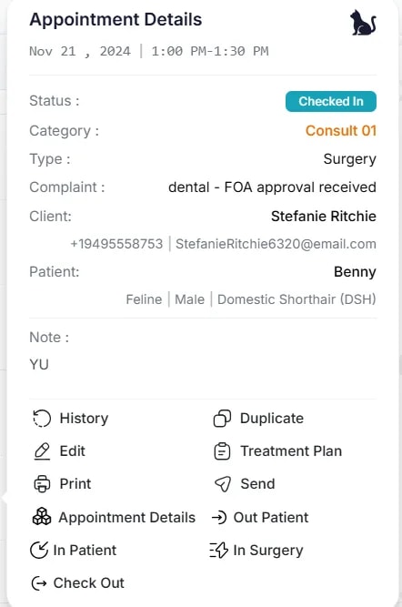 Scheduling an Appointment, Viewing appointment details