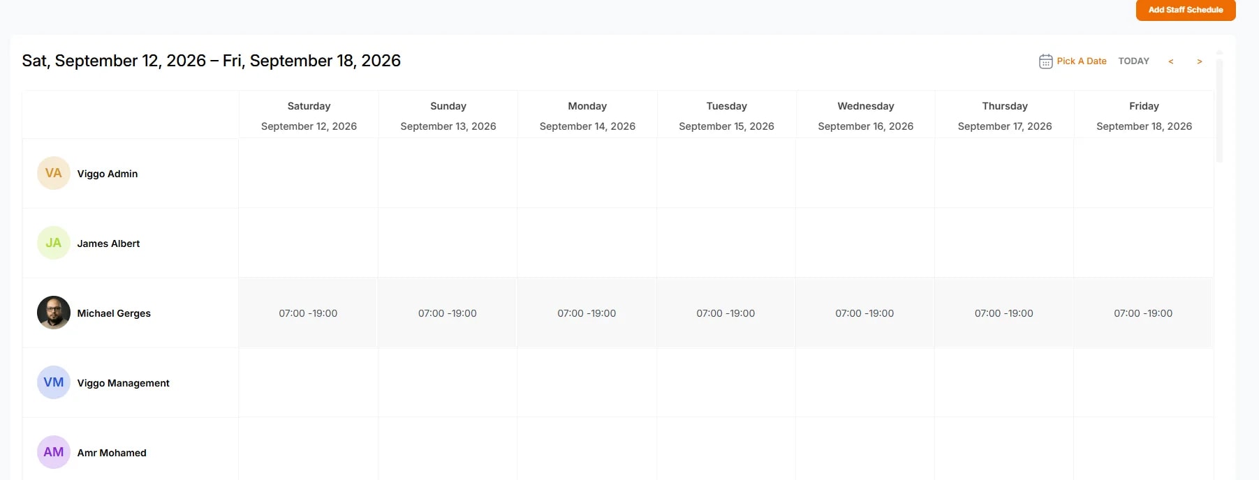 Staff Schedules and Availability, Accessing Staff Schedule