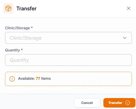 Stock Adjustments and Transfers, How to transfer stock